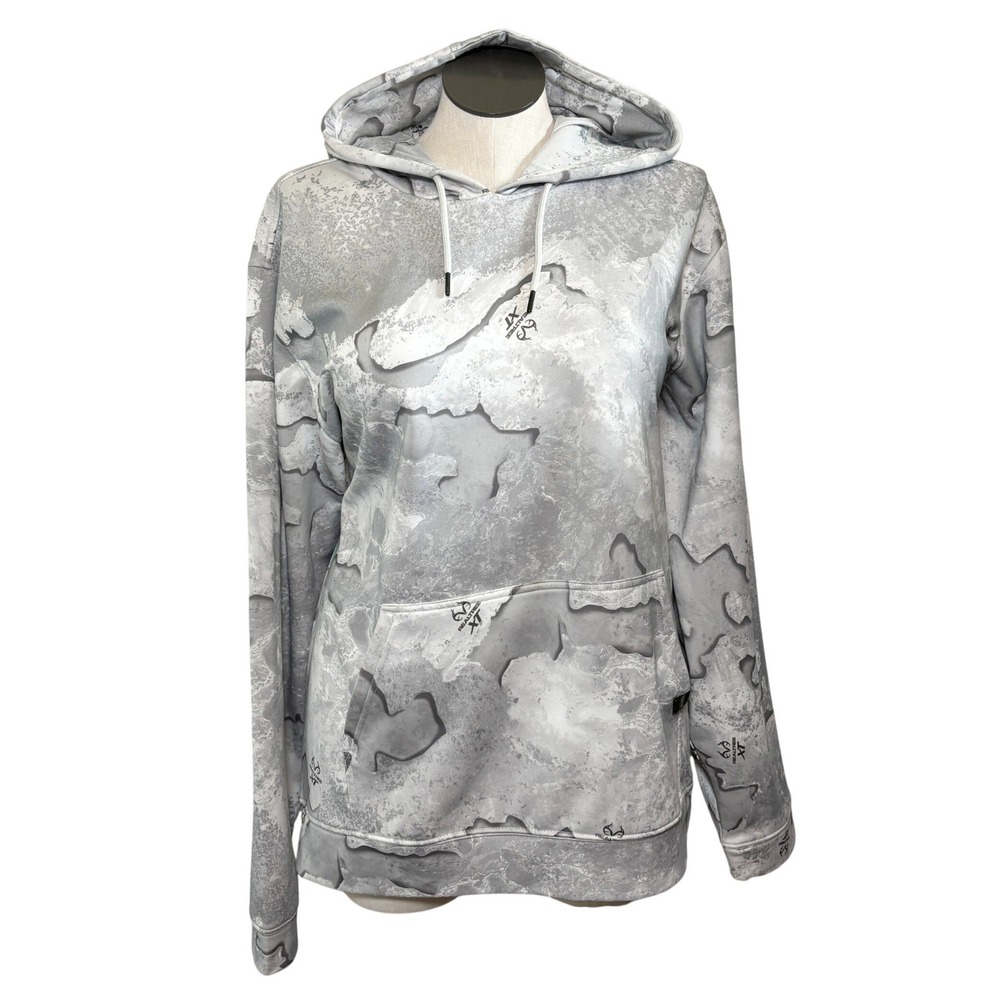 Magellan Outdoors Mens Realtree Xt Camo Hoodie Gray White Performance Sweatshirt